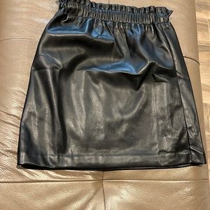 LOFT Black Faux Leather Mini Skirt